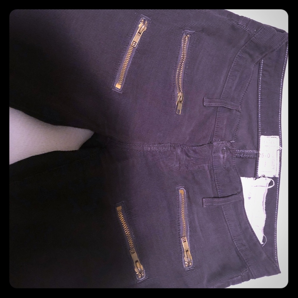 Current/Elliott charcoal zip embellished, cords 25